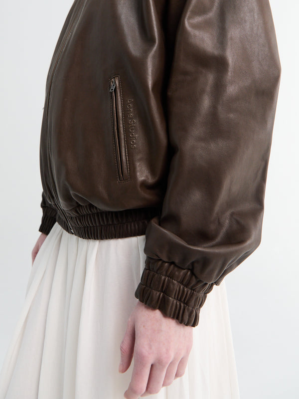 Stoy Leather Jacket In Dark Brown
