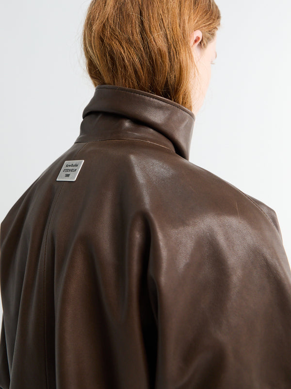 Stoy Leather Jacket In Dark Brown