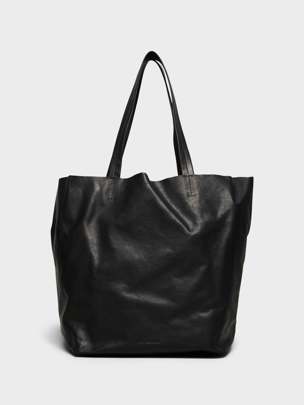 stoy Leather Tote Bag in Black