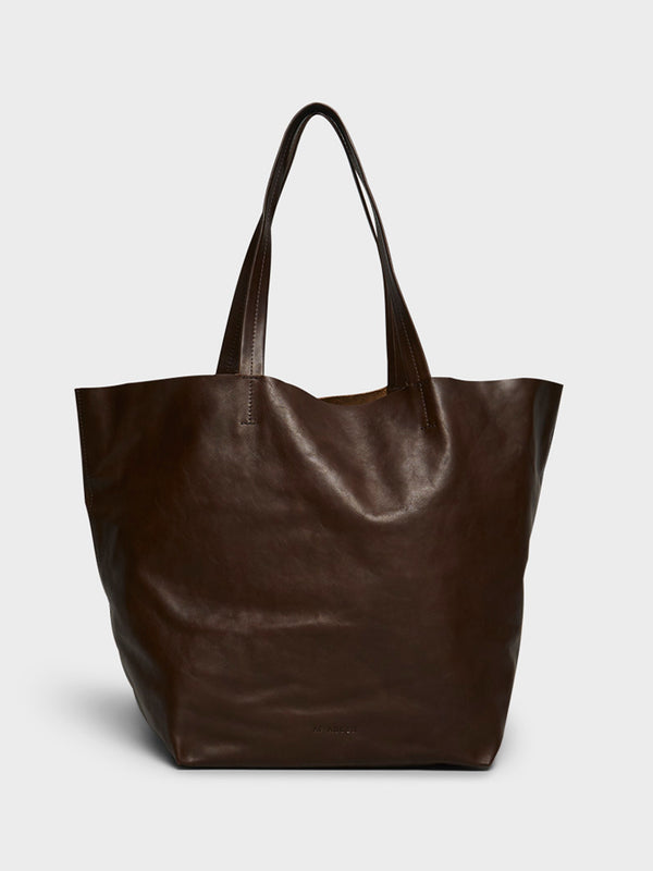 stoy Leather Tote Bag in Brown