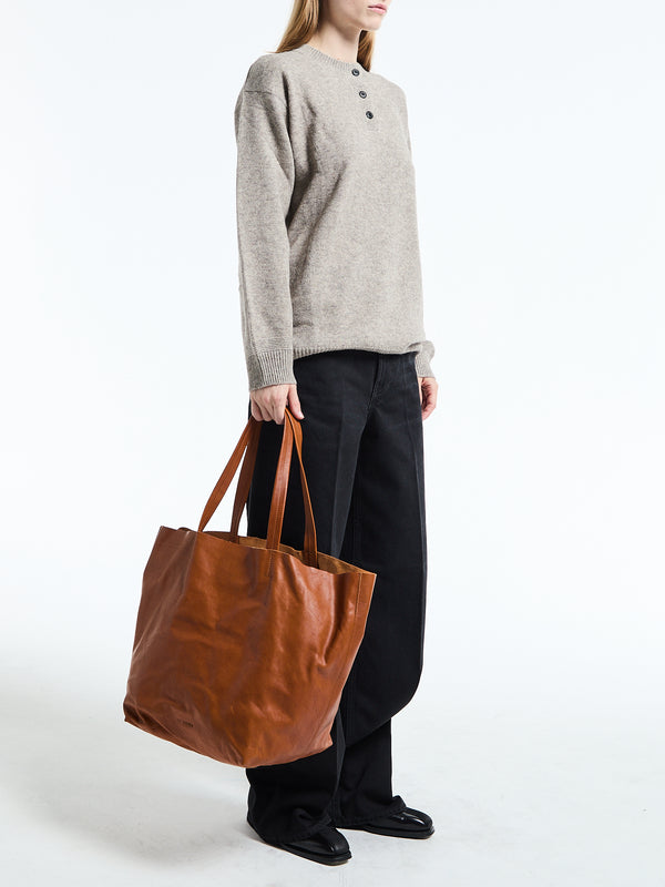 Stoy Leather Tote Bag In Cognac