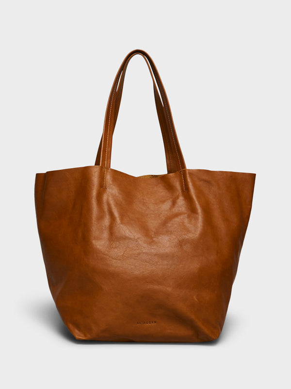 Stoy Leather Tote Bag In Cognac
