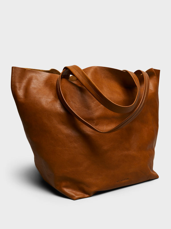Stoy Leather Tote Bag In Cognac