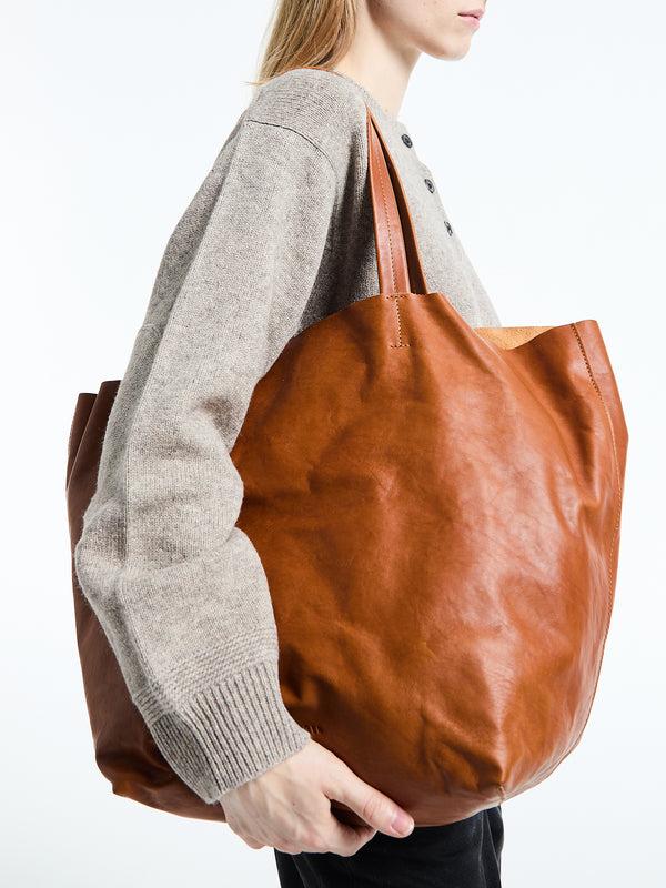 stoy Leather Tote Bag in Cognac