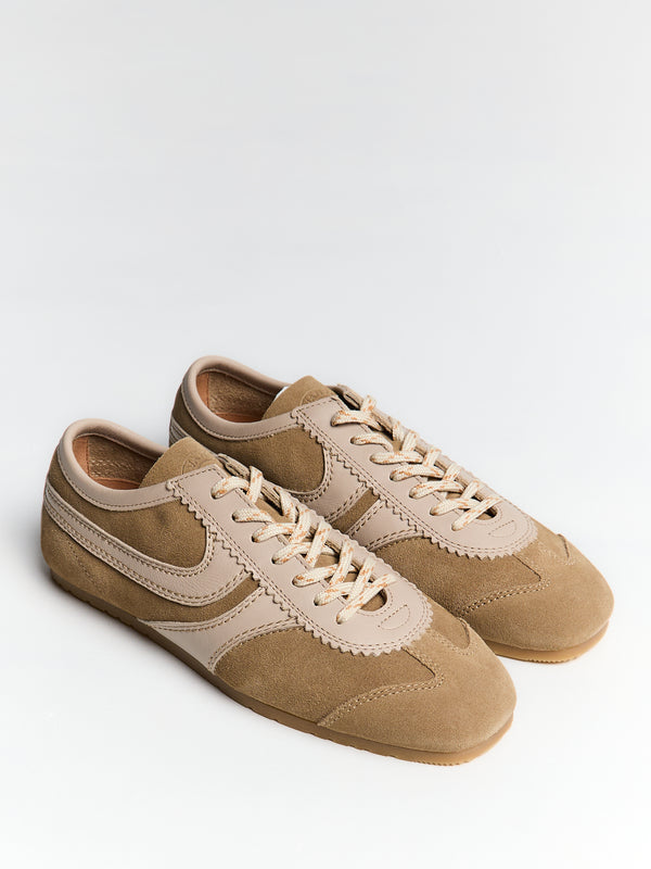 Stoy Leather-trimmed Suede Sneakers In Beige