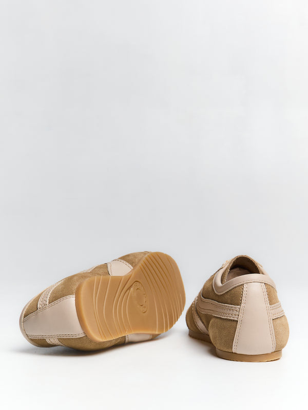 Stoy Leather-trimmed Suede Sneakers In Beige