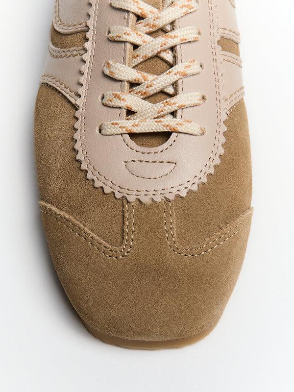 Stoy Leather-trimmed Suede Sneakers In Beige