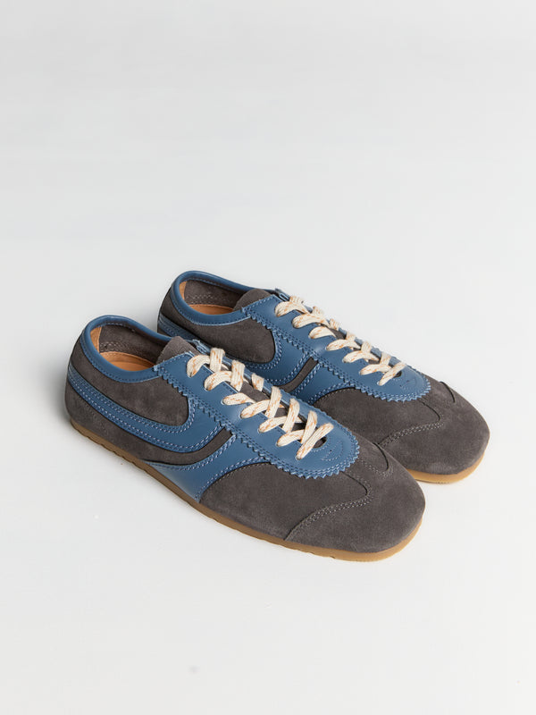 Stoy Leather-Trimmed Suede Sneakers In Steel
