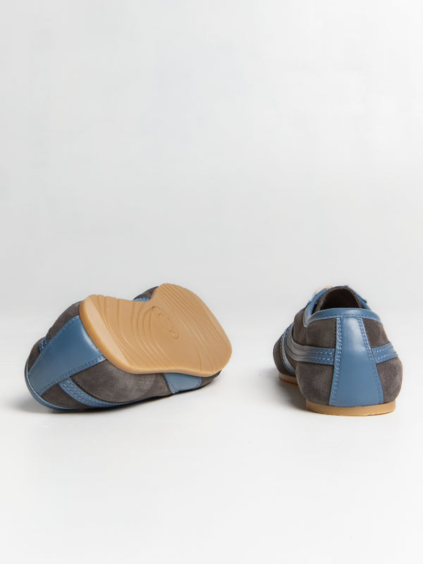 Stoy Leather-Trimmed Suede Sneakers In Steel