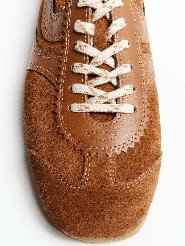 Stoy Leather-Trimmed Suede Sneakers In Tan