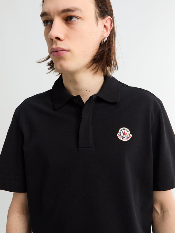 Stoy Logo Cotton Piquet Polo Shirt In Black