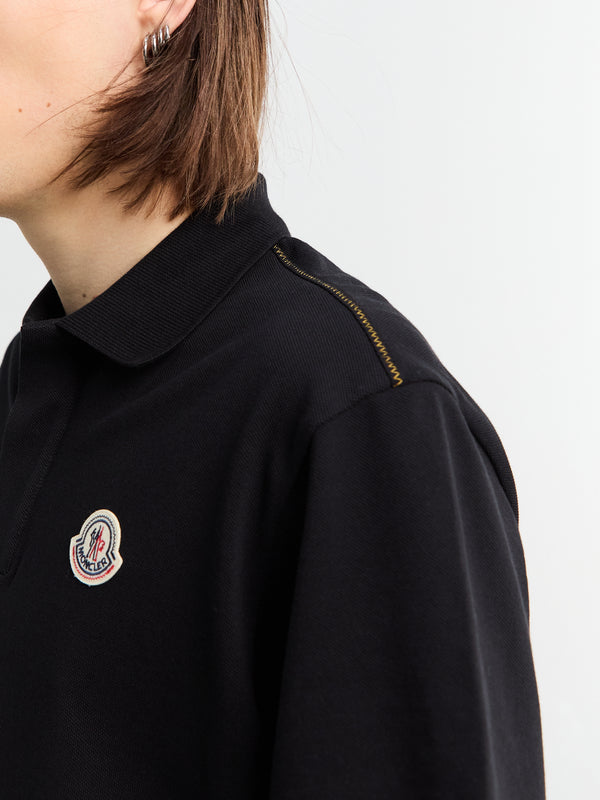 Stoy Logo Cotton Piquet Polo Shirt In Black