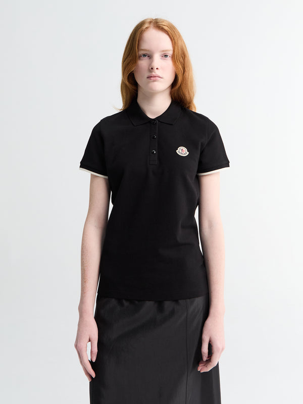 Stoy Logo Cotton Piquet Polo Shirt In Black