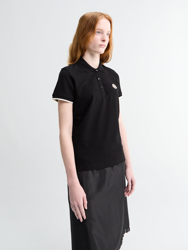 Stoy Logo Cotton Piquet Polo Shirt In Black