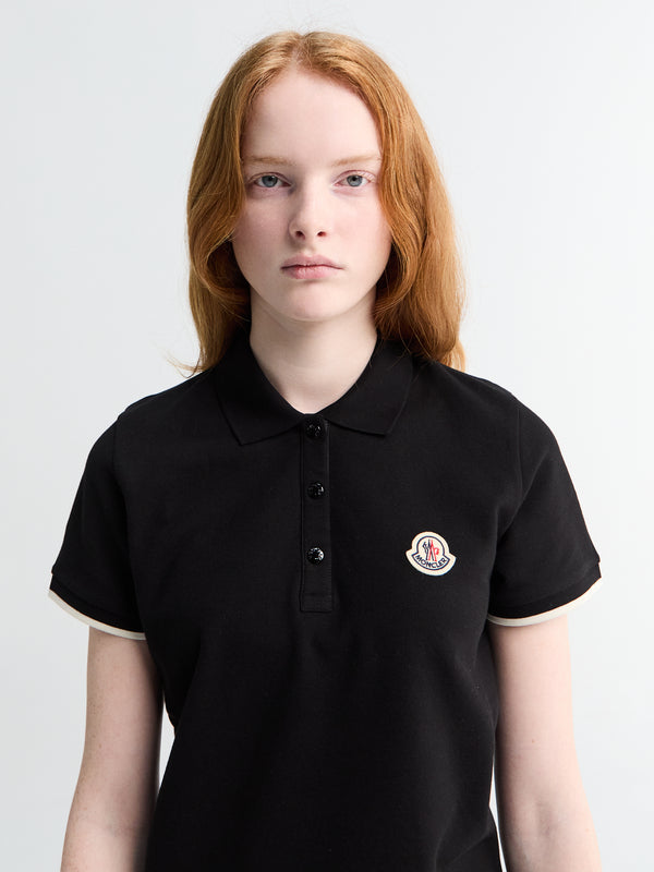 stoy Logo Cotton Piquet Polo Shirt in Black