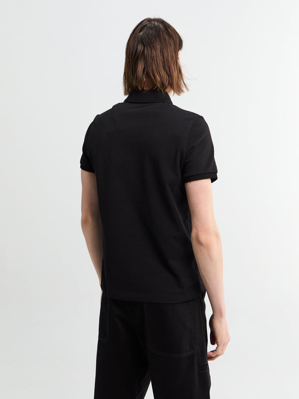 Stoy Logo Patch Cotton Polo Shirt In Black