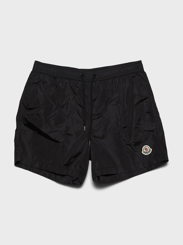 stoy Logo Patch Swim Shorts in Black