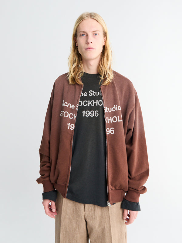 Stoy Logo Zip Sweatshirt In Chocolate Brown