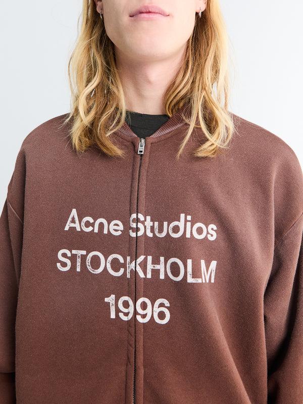 Stoy Logo Zip Sweatshirt In Chocolate Brown