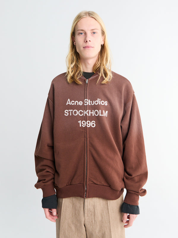 stoy Logo Zip Sweatshirt in Chocolate Brown