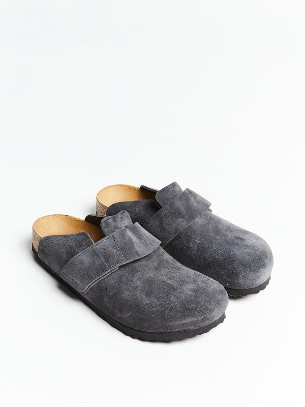 Stoy Loma Suede Leather Shoes In Charcoal