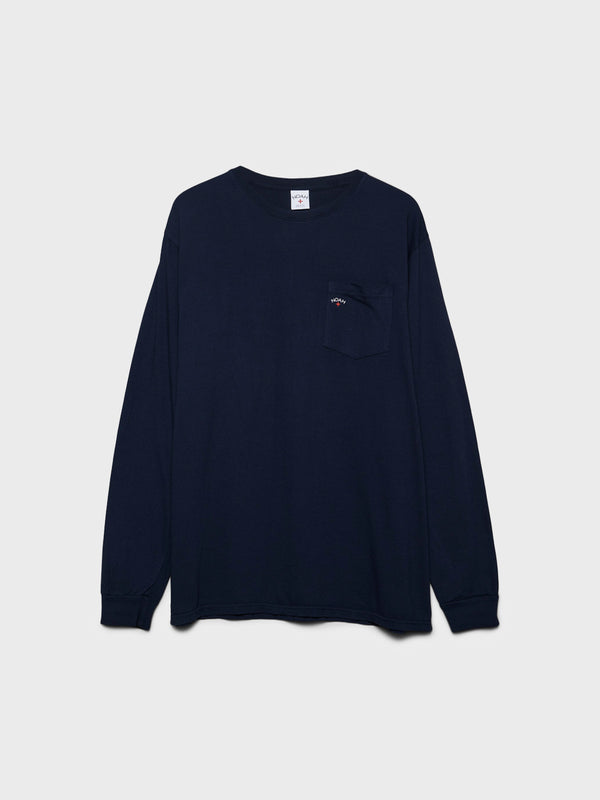 stoy Long Sleeve Core Logo Pocket T-Shirt in Navy
