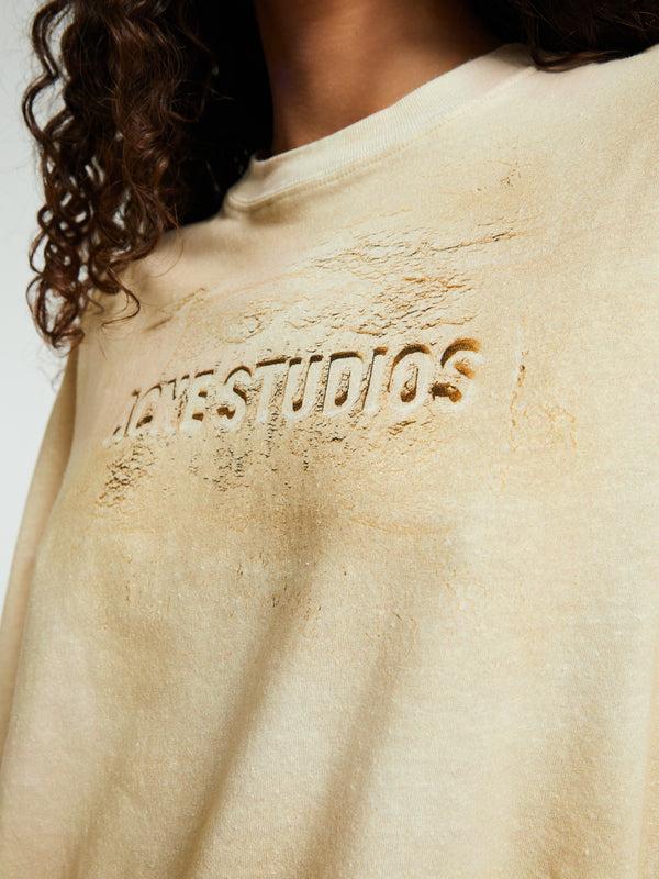 Stoy Long Sleeve Logo T-shirt In Sand Beige