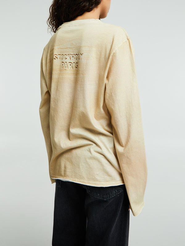 Stoy Long Sleeve Logo T-shirt In Sand Beige