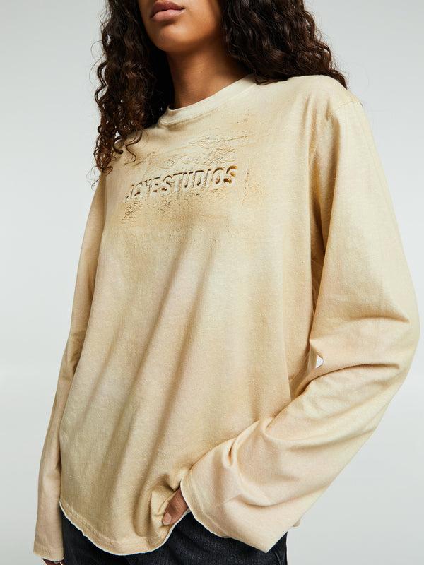 stoy Long Sleeve Logo T-shirt in Sand Beige