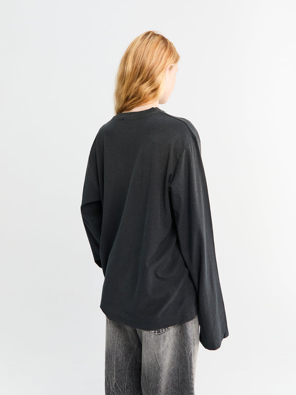 Stoy Longsleeved Logo T-Shirt In Faded Black