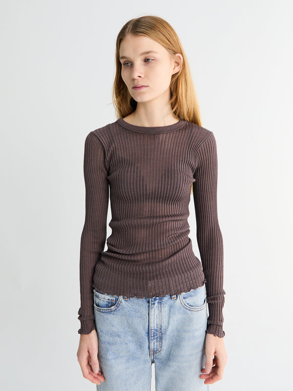 stoy Longsleeved Operatino Top in Taupe