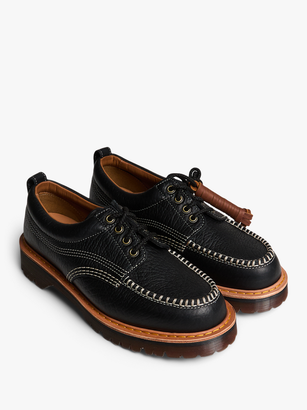 Stoy Lowell 4 Eye Shoe In Black Wild Grain