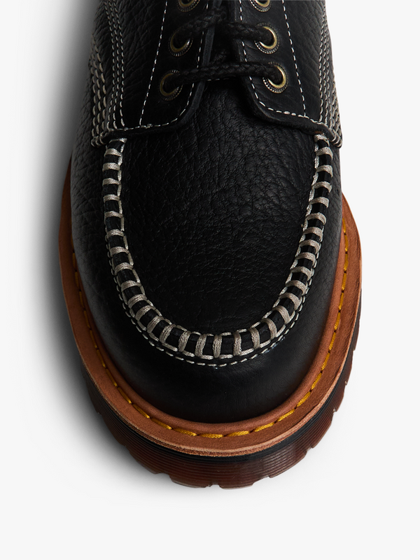 Stoy Lowell 4 Eye Shoe In Black Wild Grain