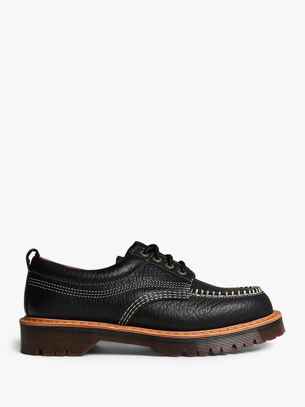 stoy Lowell 4 Eye Shoe in Black Wild Grain