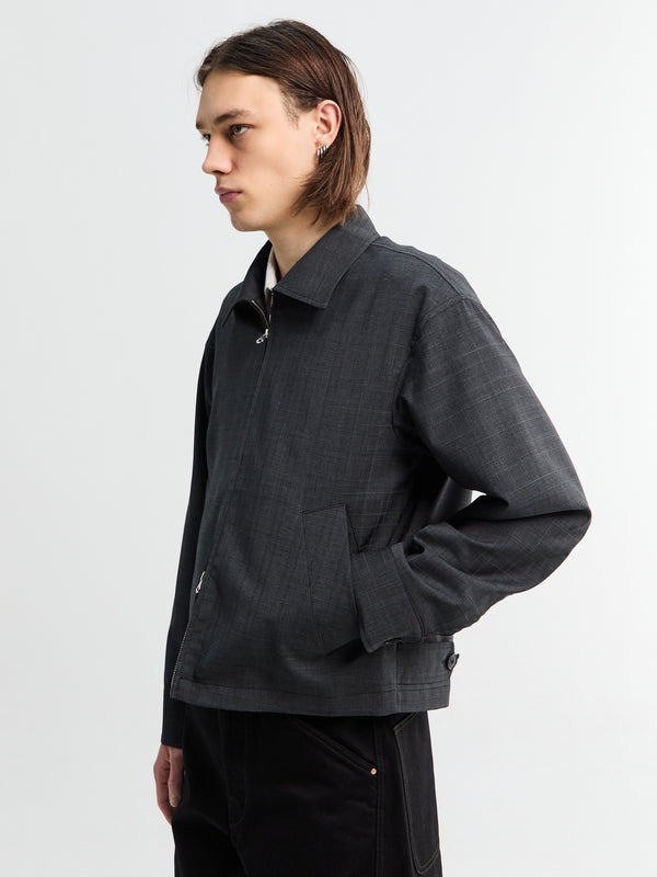 Stoy Mail Jacket In Dark Grey Check