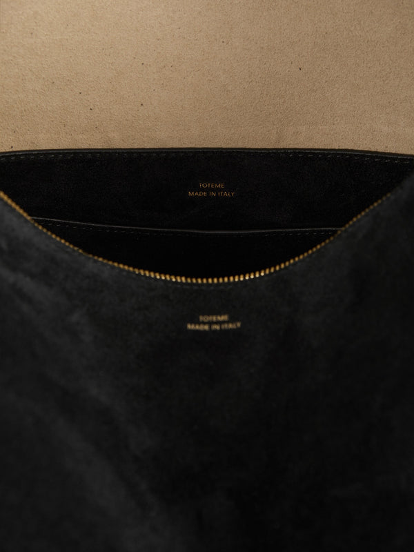 Stoy Medium Bevel Suede Bag In Black