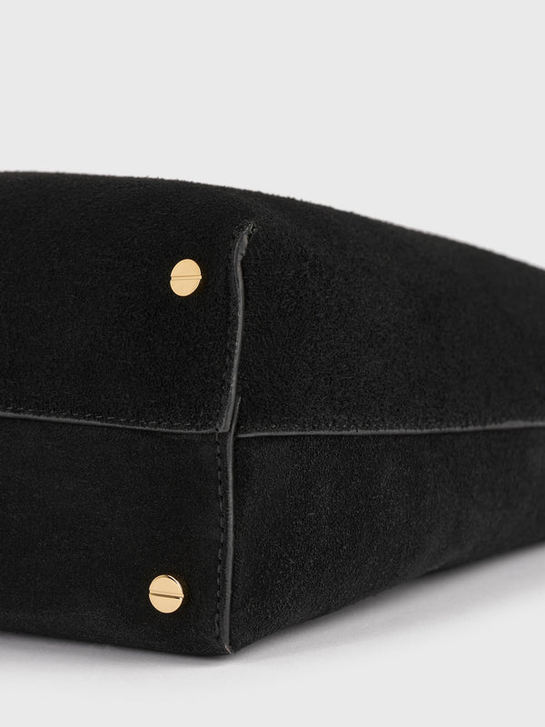 Stoy Medium Bevel Suede Bag In Black