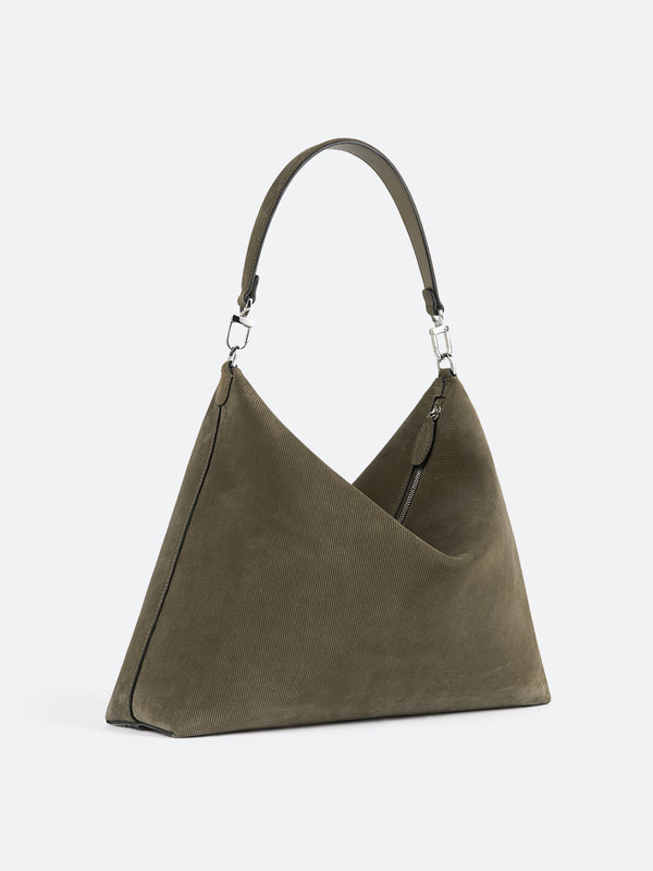Stoy Medium Bevel Suede Bag In Dark Taupe