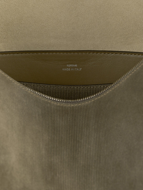 Stoy Medium Bevel Suede Bag In Dark Taupe