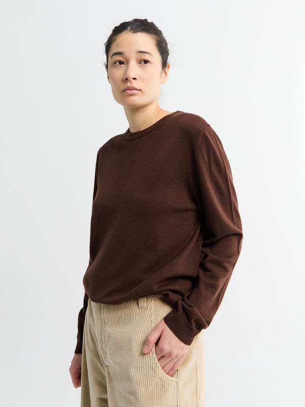 Stoy Merino Knit Crew Neck In Brown