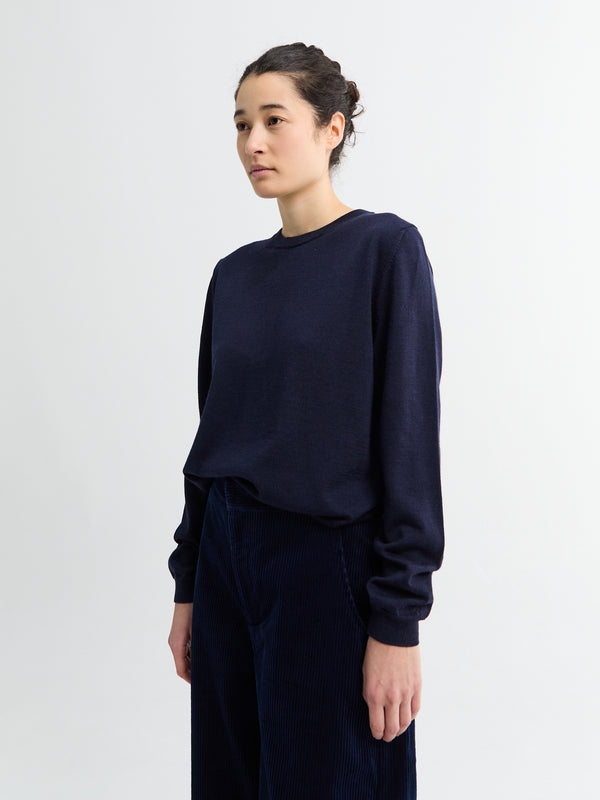 Stoy Merino Knit Crew Neck In Navy