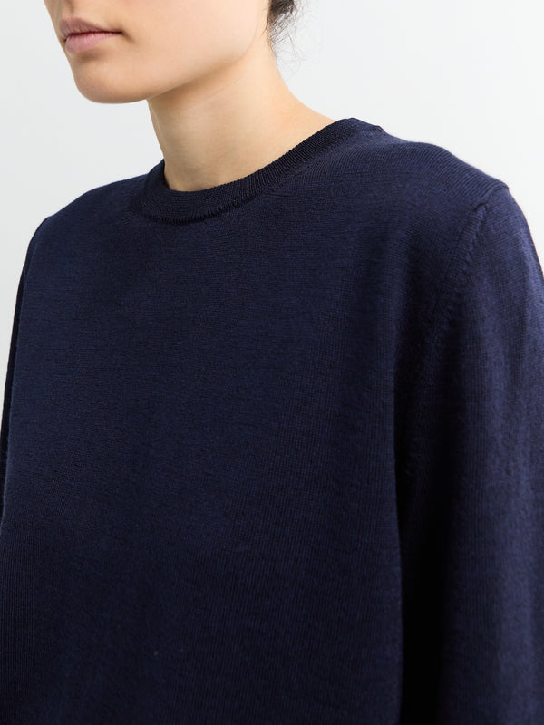 Stoy Merino Knit Crew Neck In Navy