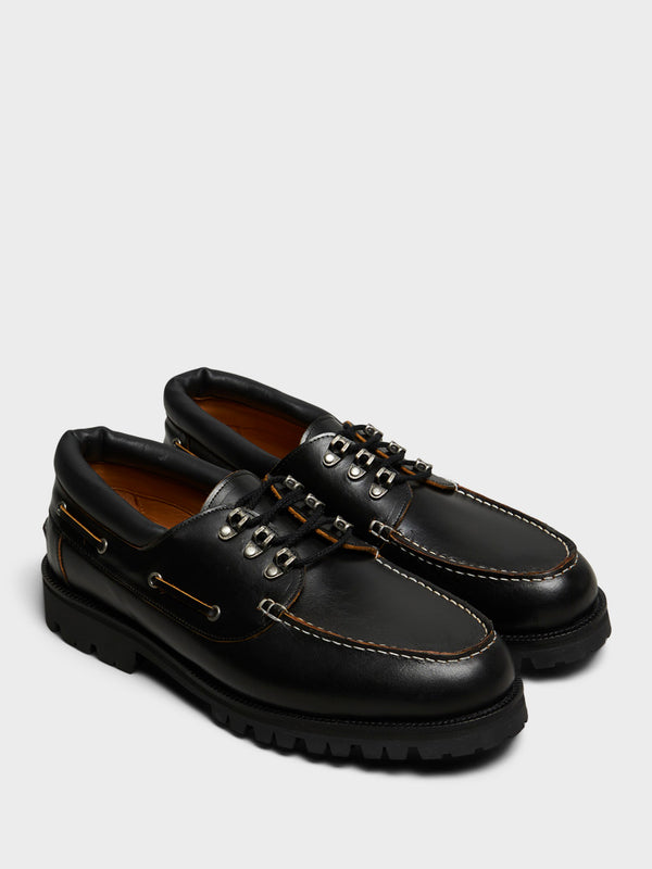 Stoy Metal Hook Boat Shoes In Black