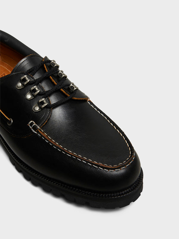 Stoy Metal Hook Boat Shoes In Black