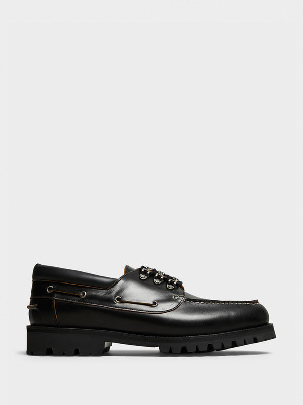 stoy Metal Hook Boat Shoes in Black