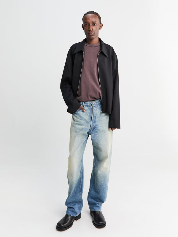 Stoy Mini Jacket In Black Worsted Wool