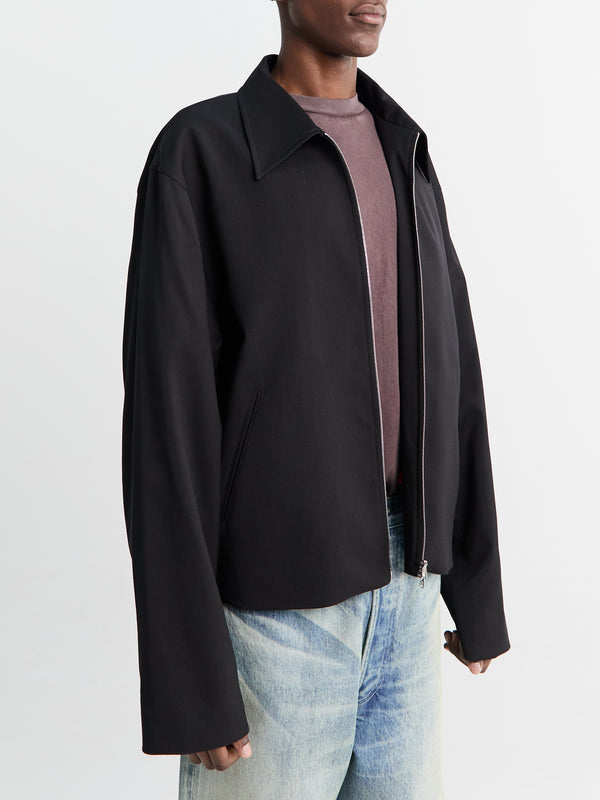 Stoy Mini Jacket In Black Worsted Wool