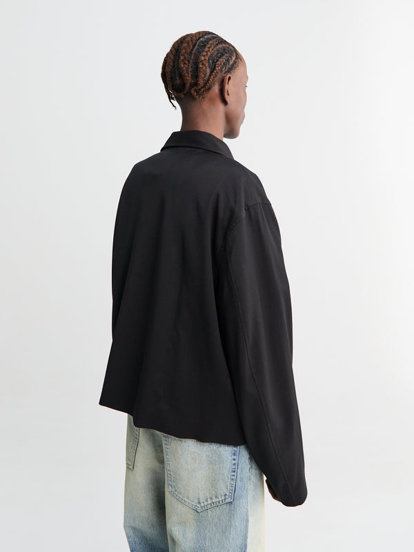 Stoy Mini Jacket In Black Worsted Wool