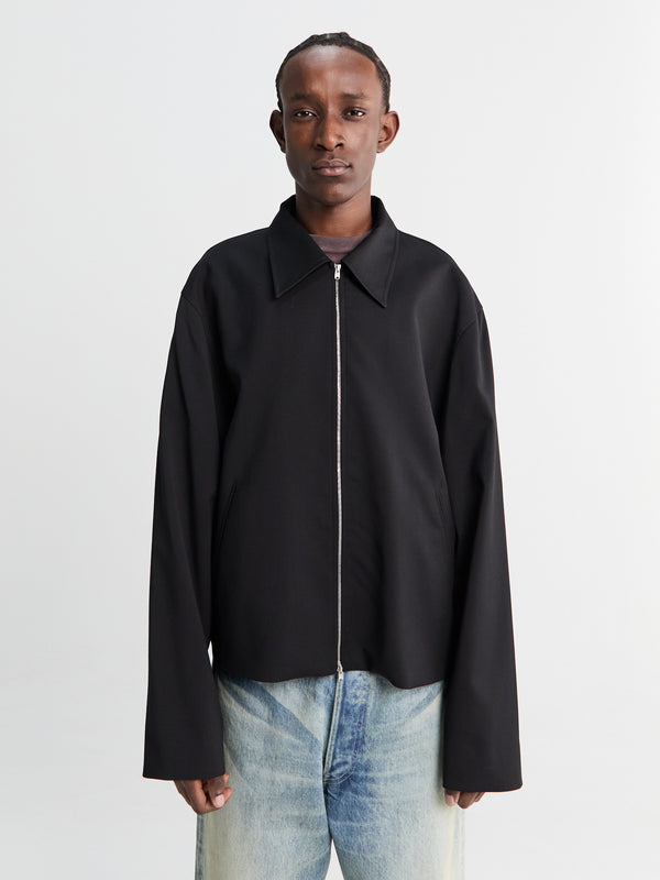 stoy Mini Jacket in Black Worsted Wool