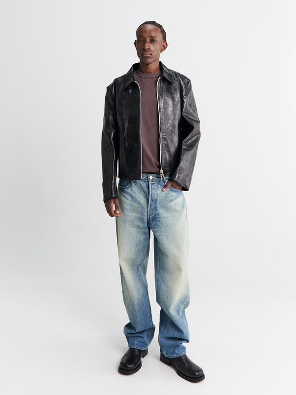 Stoy Mini Jacket In Top Dyed Black Leather